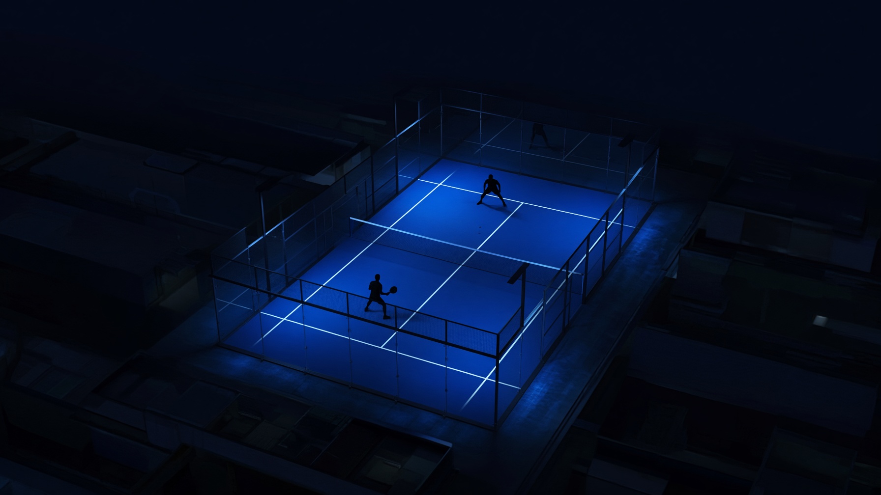 Padel-Court von oben bei Nacht
